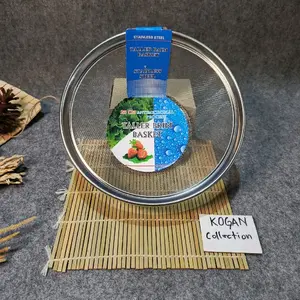 KERANJANG STENLESS BULAT serbaguna,bakul peniris, Mangkok penyaring, ayakan,saringan Stenless Sayuran Buah Kitchenware Stainless Steel