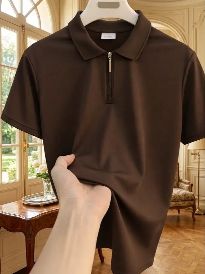 Kaos Polo Pria Kerah Lengan Pendek Zipper Ukuran M L XL XXL Lengan Pendek