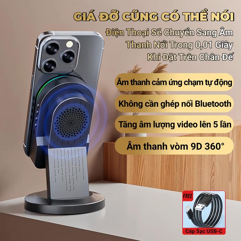 K8 Loa Cảm Ứng Không Dây (3 trong 1) Chân Đế Đa Chức Năng + Âm thanh cảm ứng/Bluetooth Loa + Gương Trang Điểm, Kết Nối Cảm Ứng, Không Cần Kết Nối Bluetooth