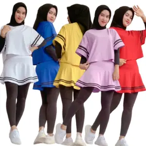 Setelan Olahraga Wanita Rok Mini Lis+ Kaos List Crop - Sport // pakaian wanita pendek rok dan kaos lis