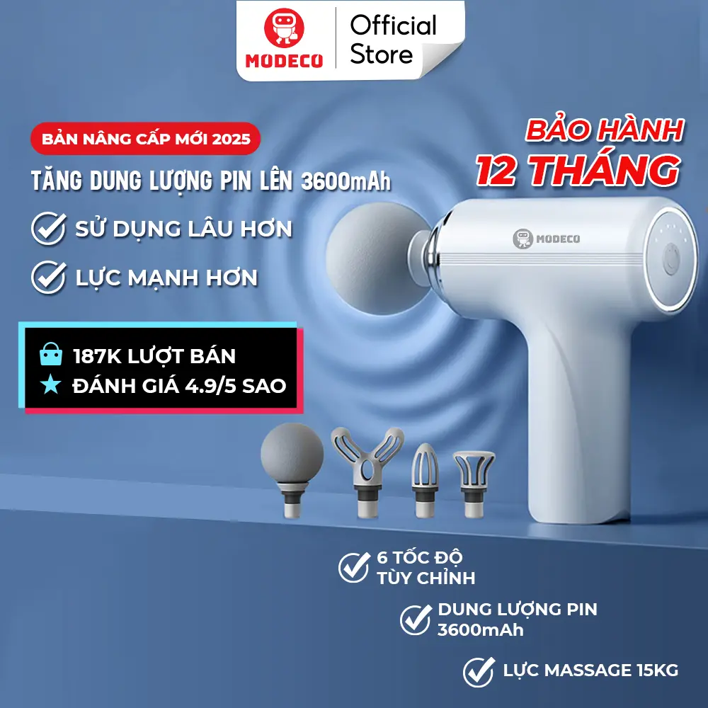 Máy Massage Cầm Tay Mini Cao Cấp - Công Nghệ AI Cảm Biến Lực Nhấn Giúp Giảm Đau Mỏi, Giãn Cơ Sau Tập Luyện