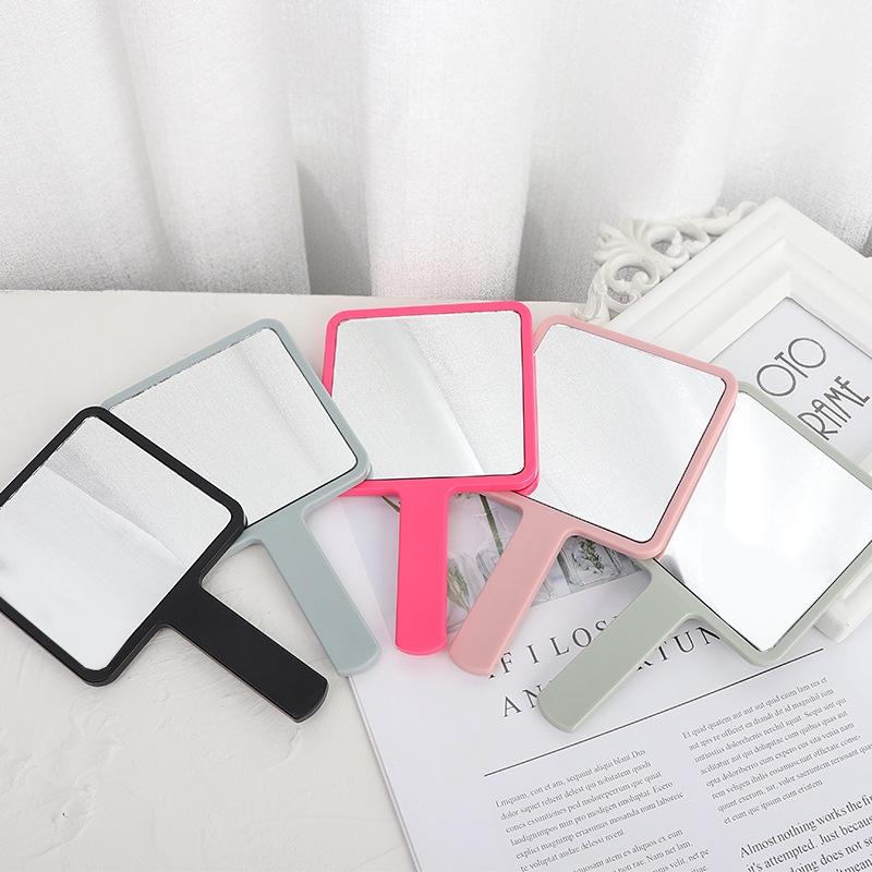 Product Introduction of 1Pc Random Color Square Handheld Cosmetic Mirror Eyelash Extension Makeup Mirrors with Handle Small Portable Travel Tools 18