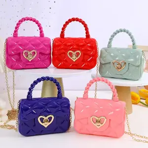 Tas Jelly Mini Selempang Mini Anak Glossy Bag Anak Perempuan Lucu Motif Kancing Love