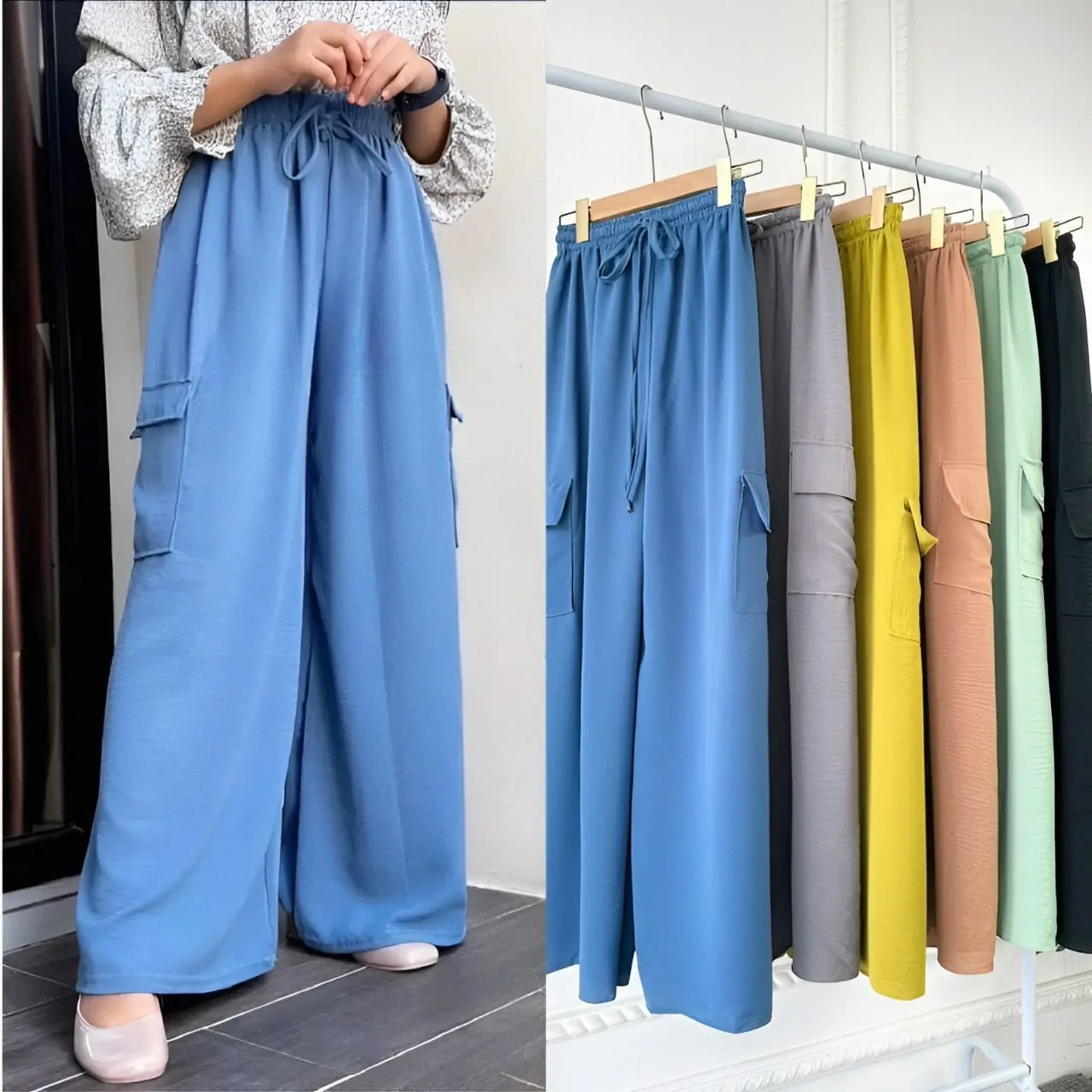 Celana kulot crinkle bahan crinkle airflow premium / celana kulot Cringkle wanita loose cullote pants homewear