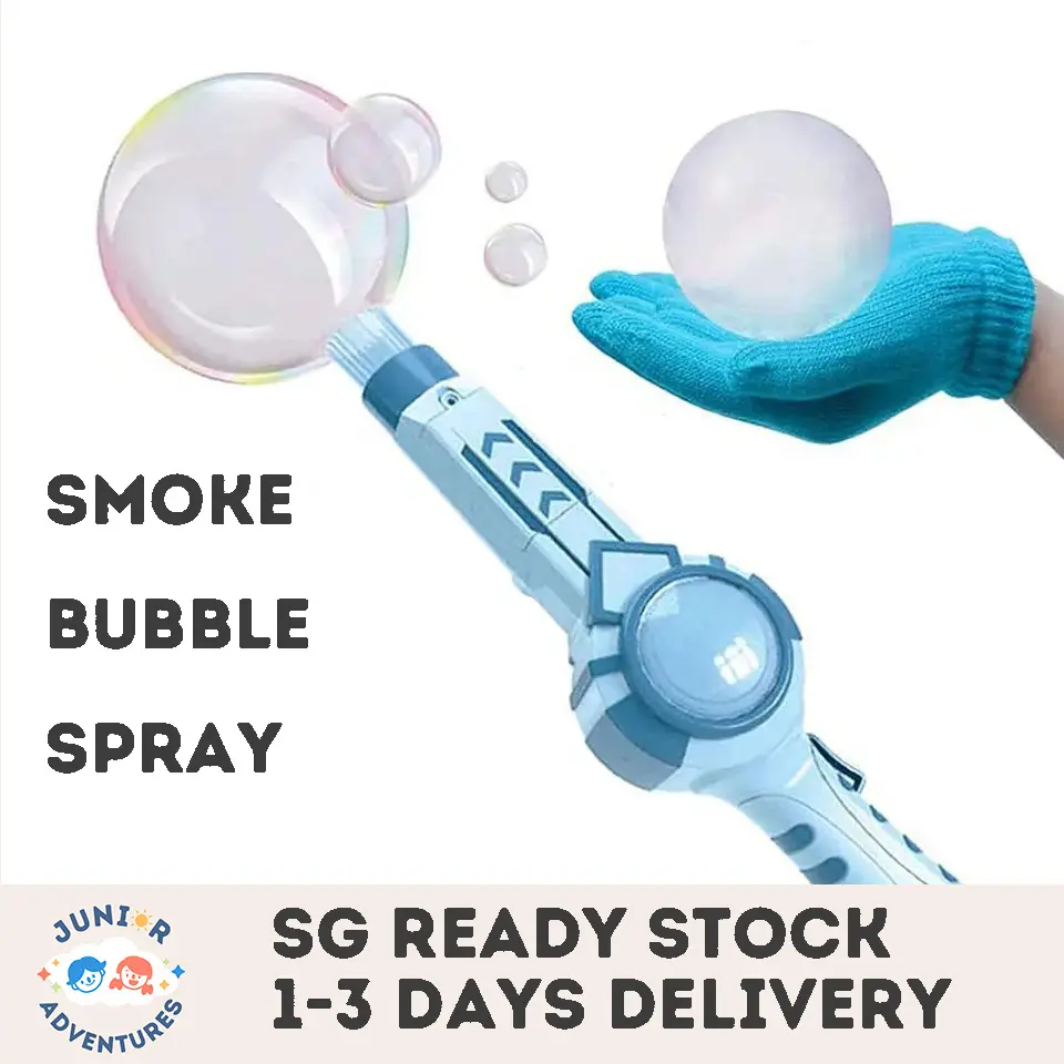 Innovative Rechargeable Bubble Toy with Smoke Bubble Machine, Fun & Safe Non-Toxic Elastic Bubbles and Included Hand Gloves