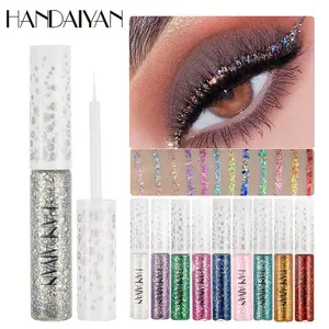 IMPORT 12 Colors Shiny Eye Liners Cosmetics For Women Pigment Silver Rose Gold Color Glitter Liquid Eyeliner Metallic Colorful Makeup