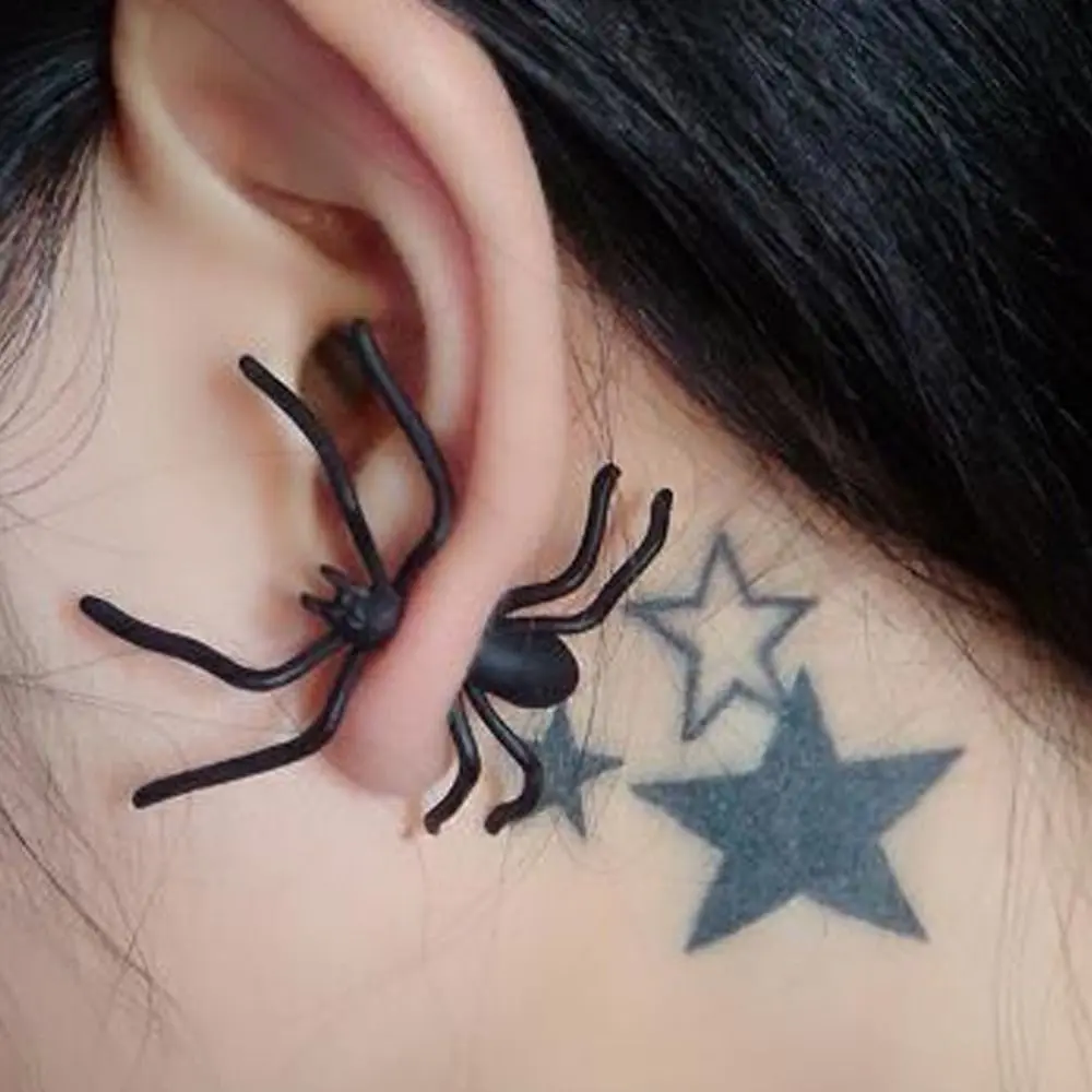Fashion Zinc Alloy Spider Earrings Black Party Gifts Ear Stud Advanced Sense Diablo System Earrings Girl
