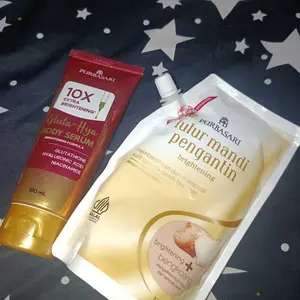 [PAKET SUPER BRIGHTENING SKIN] Purbasari Body Serum Gluta Hya 180ML + Lulur Mandi Pengantin 500GR