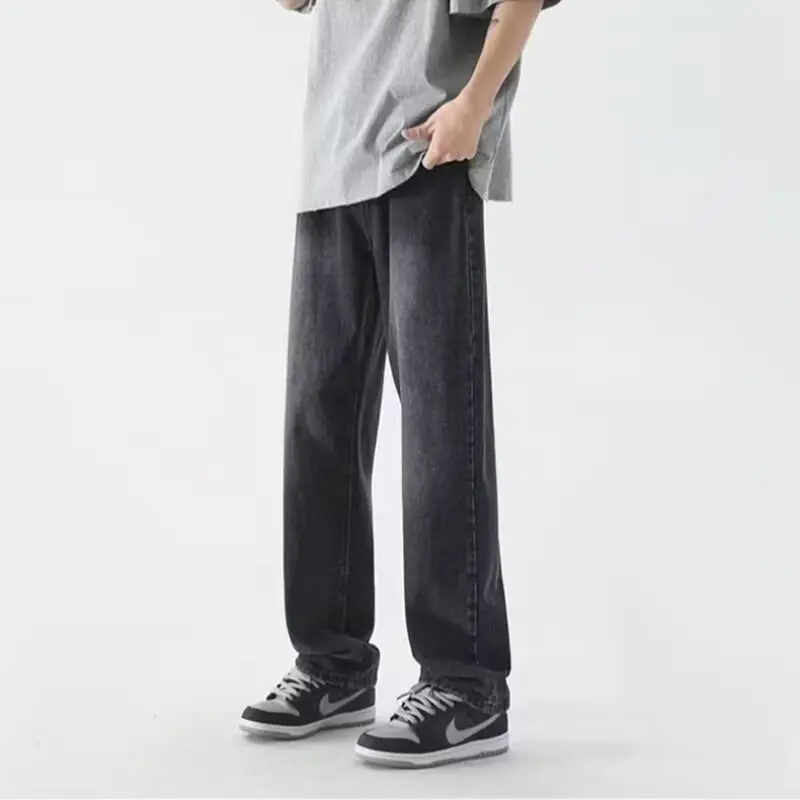UNISEX Celana panjang jeans wide leg washed loose fit pria wanita retro straight street style skena gombrong 4