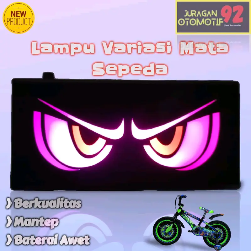 Lampu Variasi Sepeda Mata dengan 7 Mode Warna, Baterai Tanam, dan Garansi 1 Bulan aksesoris sepeda bmx Outdoor Stang 0