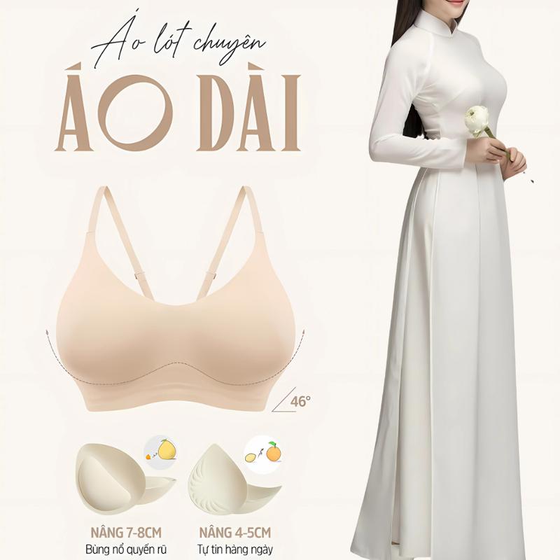 Áo lót su nâng ngực tàng hình mặc áo dài siêu mỏng nhẹ tàng hình tặng kèm mút mỏng B27