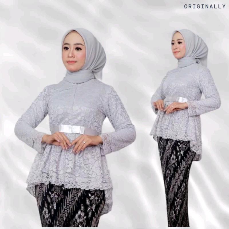 Set Baju Kebaya Aurora Brokat Premium Mix Rok Plisket - Dress Wanita Terlaris 7