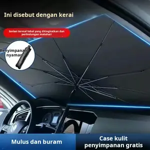 Lapisan Perak Titanium Laser yang Baru dan Portable, Penutup Sinar Matahari yang Dapat Dilipat dan Dipanjangkan untuk Mobil dengan Efek Pendinginan Portable, Payung Penutup Kaca Depan Mobil untuk Melindungi dari Sinar Matahari
