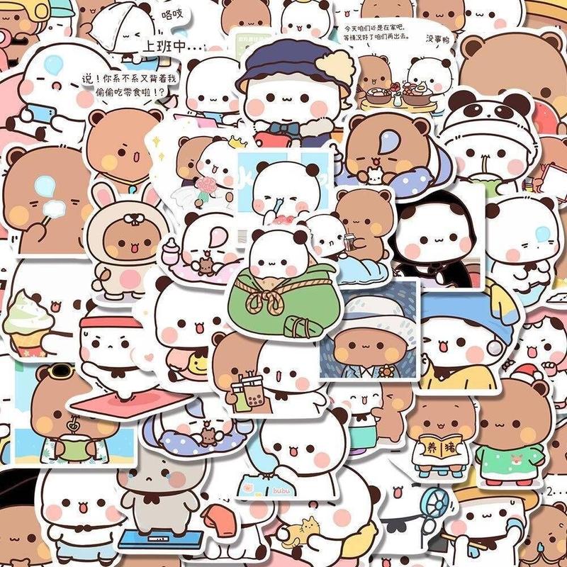 Cute Little Panda Bubu And Dudu Stickers Self-Adhesive Waterproof Bubu Dudu Panda Stickers Cartoon Creative DIY Stickers Toy Bicycle 0