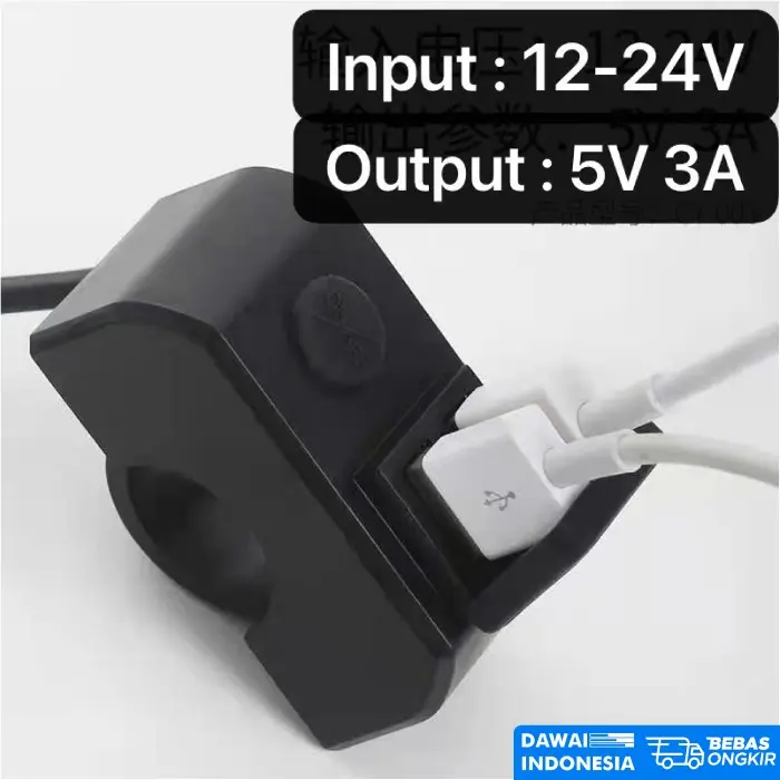Charger HP Motor USB 2 Port 5V 3A Waterproof Casan HP Stang Anti Air