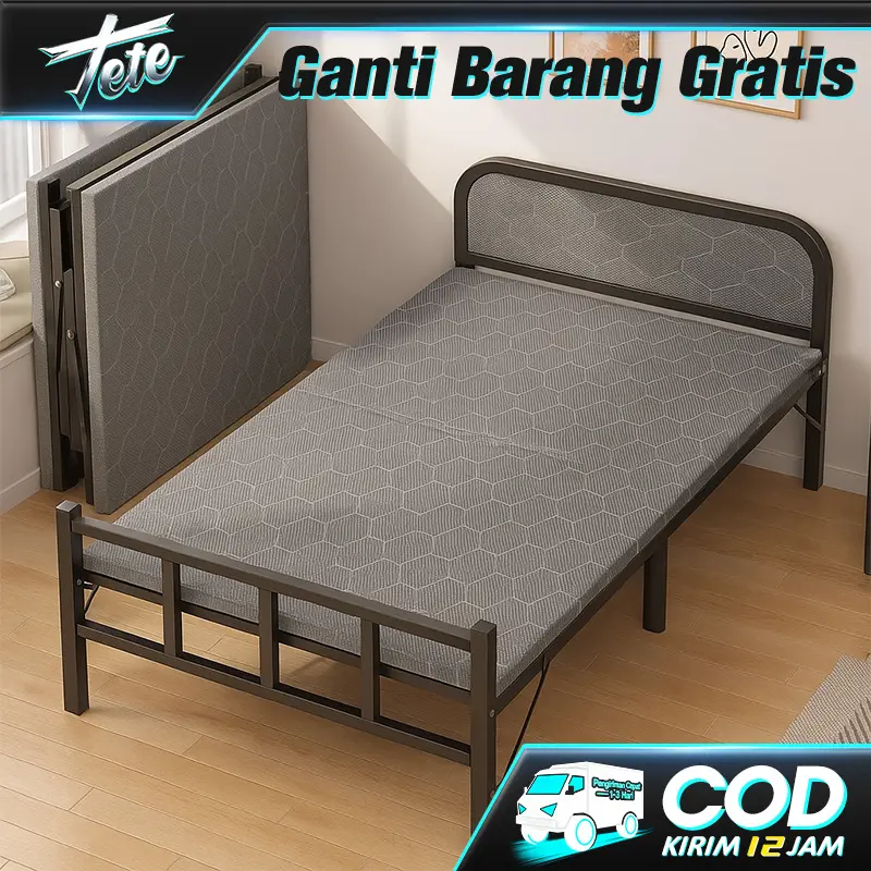 TETE _1 Ranjang Lipat Besi Tempat Tidur Lipat Portable Sofa Bed Untuk Tamu Darurat Kos Kosan 190_75_65cm 【Recommended Banget】Kantor Rumah Sakit Homecare Dengan Kasur Tebal Nyaman Ukuran 120x200cm Mudah Dibuka Dan Disimpan Praktis  Sofa Bed