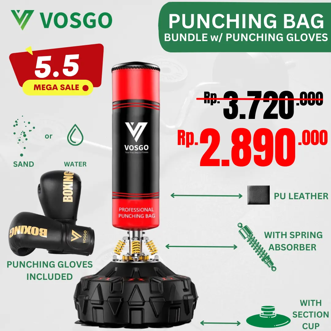 Alat Fitness Punching Bag Samsak Tinju Plus Sarung Tinju Vosgo
