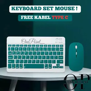 OnePoint Keyboard Set Mouse Bluetooth dengan Kabel Tipe C Gratis Keyboard Wireless OnePoint Mouse dan Keyboard Set Mouse Computer