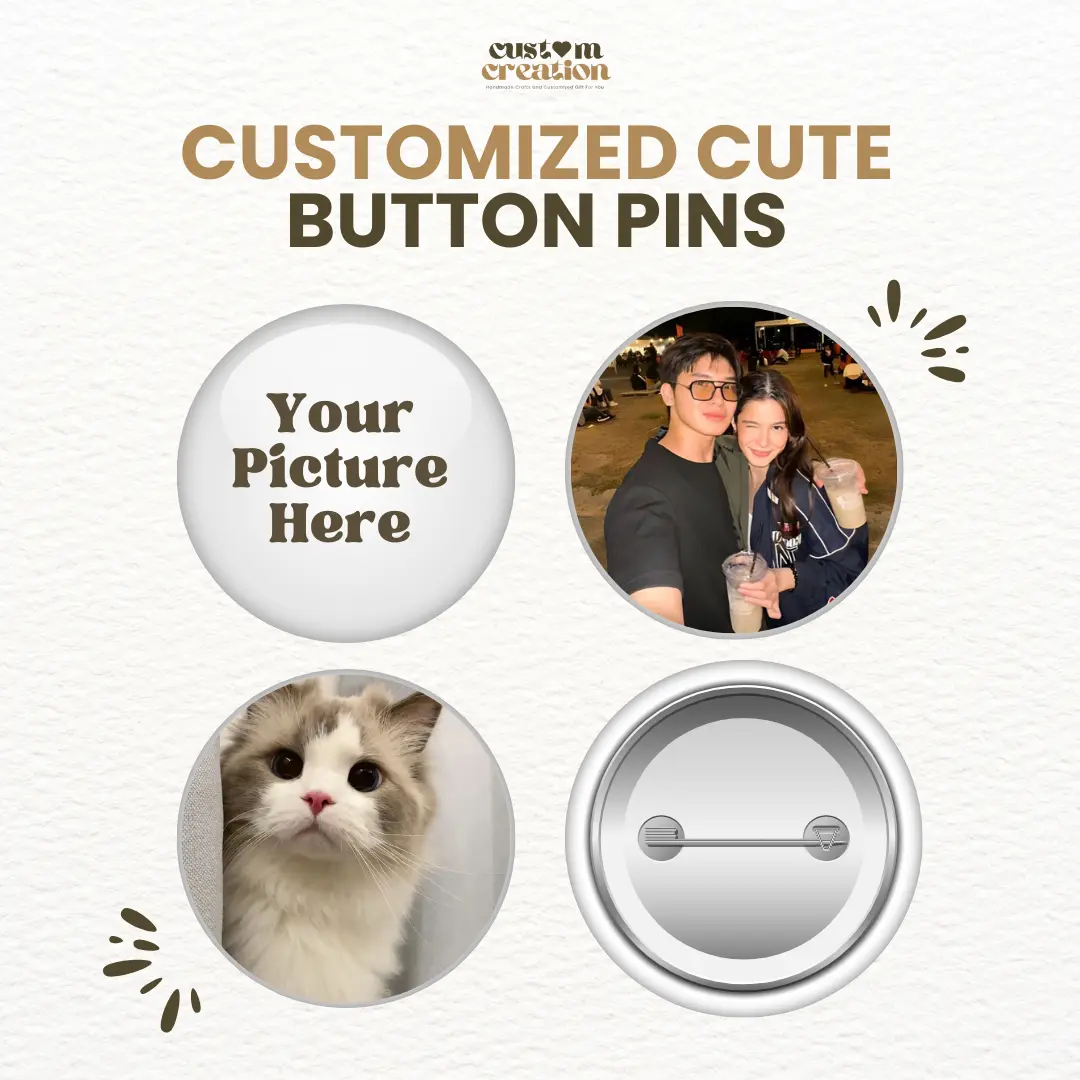Customized Button Pins with Your Own Pictures - 32mm / 1.25 inch Size