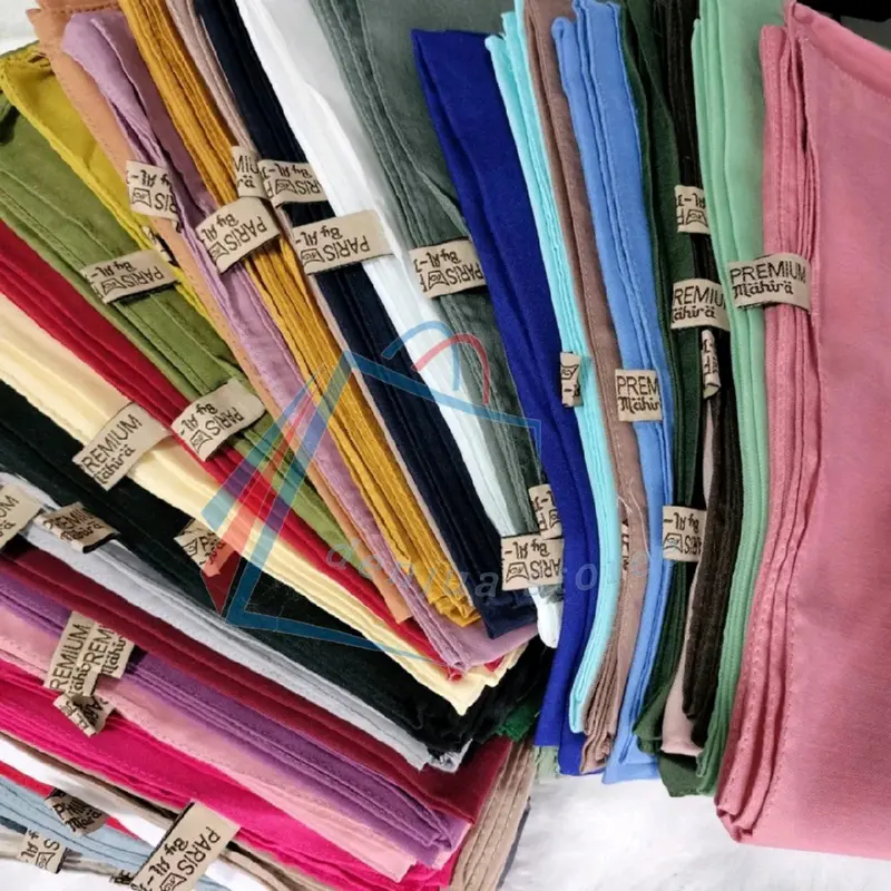 Hijab Segiempat Paris Premium Berkualitas Tinggi Katun Viskosa Lembut Nyaman Kerudung Wanita Muslim Dewasa Square Tebal Instan hijab pashmina segi empat - finishing jahit tepi 6
