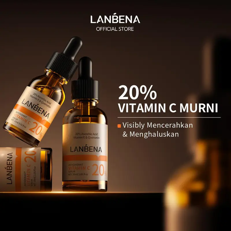 [HOT][OFFICIAL] LANBENA 20% Serum Vitamin C Murni – Mencerahkan Kulit, Menghilangkan Flek Hitam & Noda Jerawat, Anti-Aging, Melembabkan, Cocok untuk Semua Jenis Kulit (15ml/30ml) | Dengan Hyaluronic Acid & Collagen 0