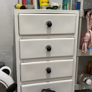 EVOCORE Lemari Plastik 35cm Serbaguna Estetik | Laci Pakaian 6 Susun Minimalis | Rak Kabinet Pink Multifungsi