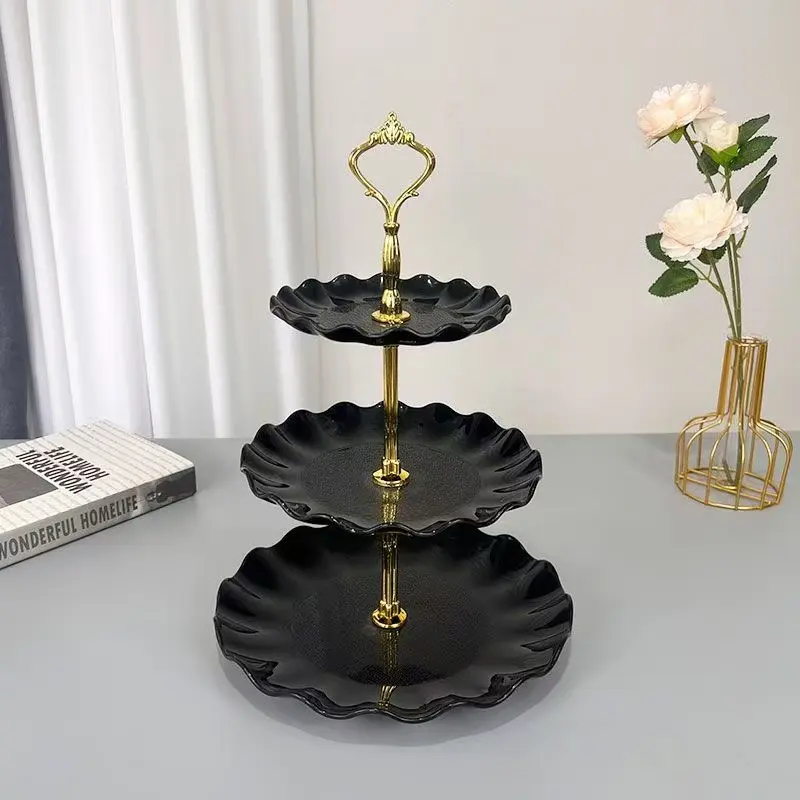 Wholesale Fruit Plate Multi-layer Three-layer Fruit Plate Living Room Macaron Dessert Holder Tray European Household Snack Shelf