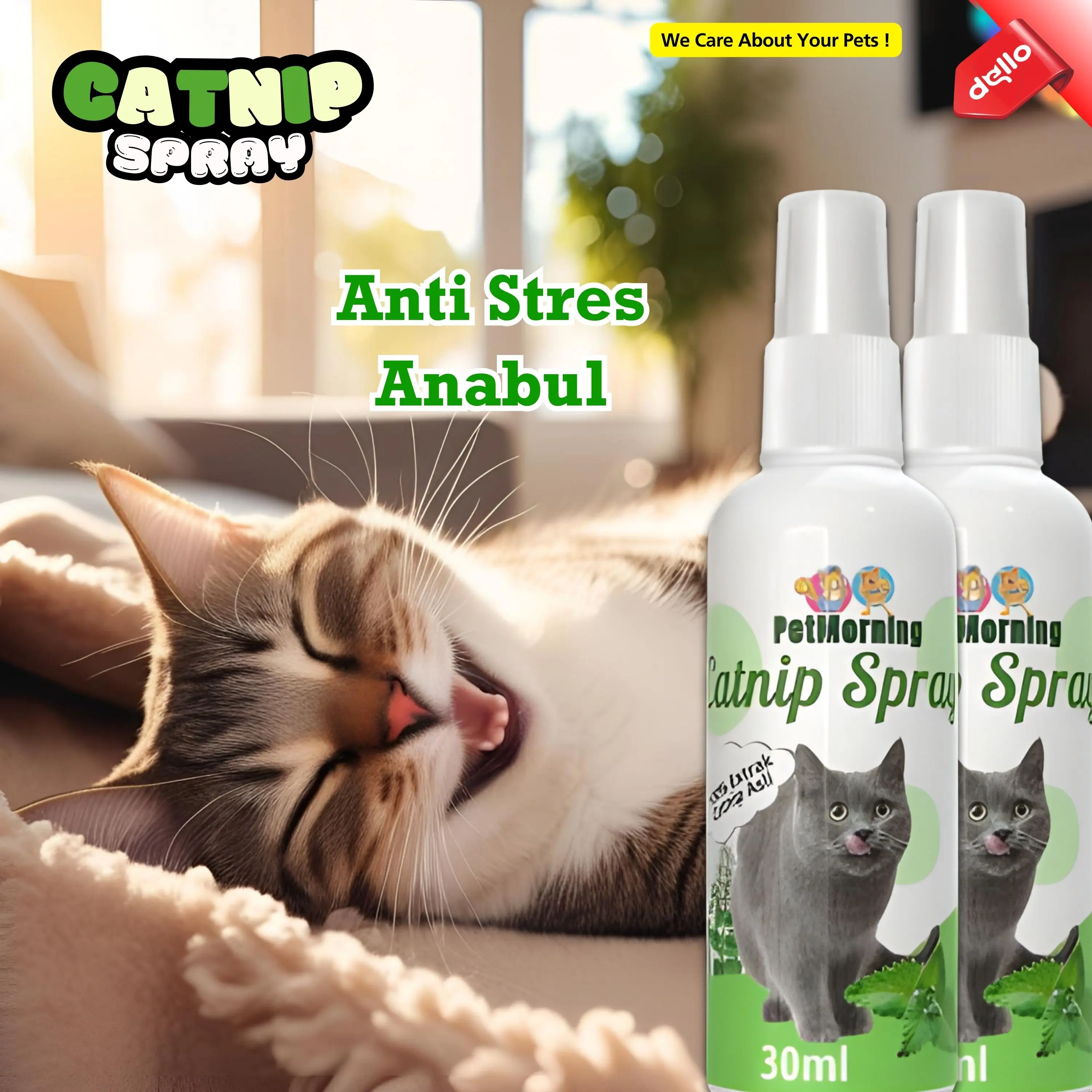 CATNIP SPRAY Obat Penenang Kucing Saat Gelisah Cemas atau Stres Berat DELLO