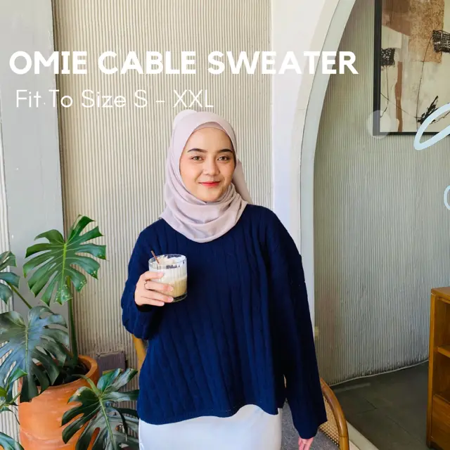 Damawa Cable Sweater Oversize Wanita Fit BB 100 KG Atasan Knitwear Cro Crewneck 3