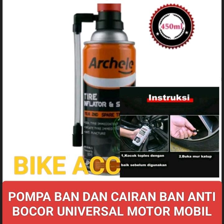 Pompa Ban Darurat Plus Cairan Anti Bocor Ban Tublees ARCHELE 450 ml 0