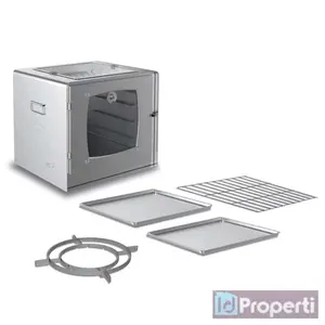 Hock Oven no 2 Arang Pemanggang Roti Kue Ikan Ayam Aluminium Ekonomis dengan Thermometer dan 2 Loyang Kue Kapasitas 42 Liter - Panggangan