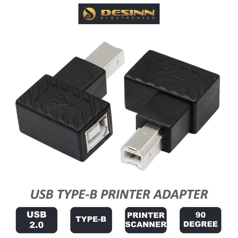 USB 2.0 Type-B Printer Adapter 90 Degree Male to Female for Scanner ...