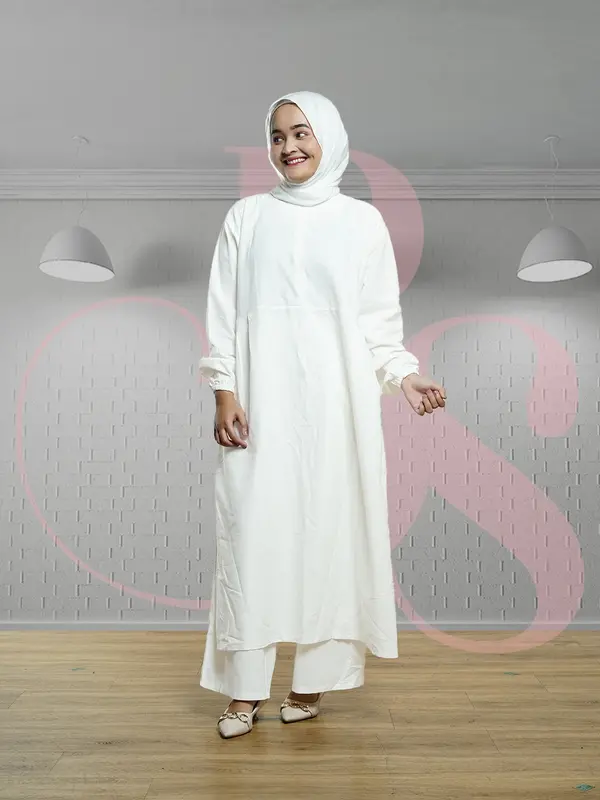 Beautyshirt~Setelan Wanita Dewasa Zhea Set + Celana Panjang Kulot Bahan Linen Polos LD 110Cm Fit To XL Jumbo Atasan Baju 4
