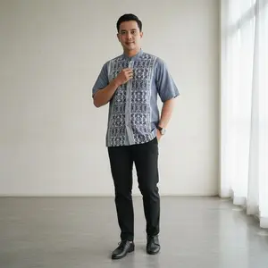baju koko pria dewasa terbaru kekinian 2025 Katun Lembut Muslim Nyaman Songket Motif Kurta Pendek Panjang