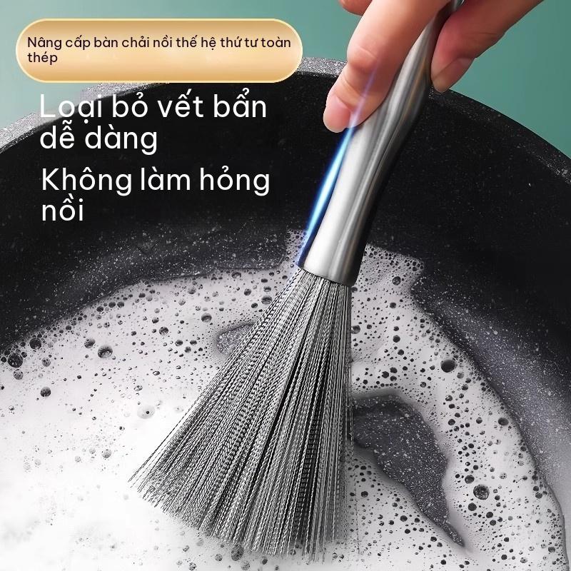 Thép không gỉ dài xử lý nồi bàn chải nhà bếp làm sạch Bàn chải rửa bát đặc biệt