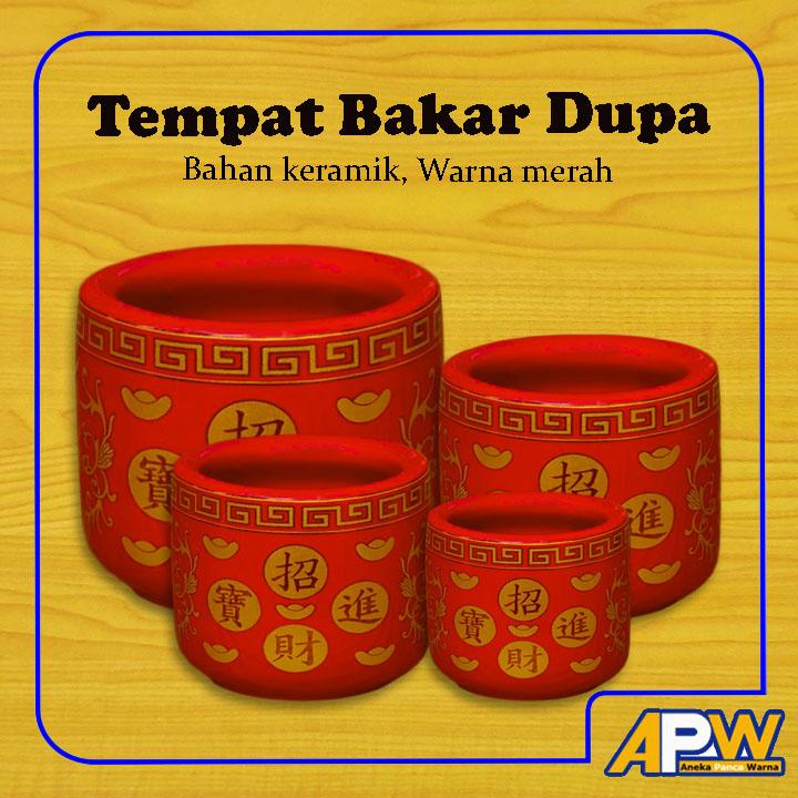 Tempat Bakar Dupa / Tempat Dupa Hiolo Bulat Keramik Merah