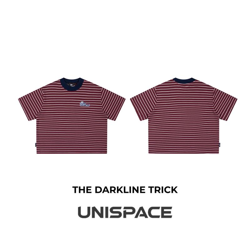 Áo thun local brand cotton sọc thêu By UniSpace tay lỡ form rộng unisex oversize nam nữ Darkline Trick