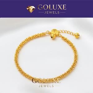 GOLUXE Gelang Emas Wanita Elegan 4.8mmx20cm Berat 12g Rantai Tangan Emas Pasir Halus Eksklusif untuk Berbagai Acara