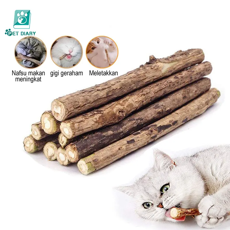 Catnip Stick Snack Kucing Kayu Matatabi Camilan Mainan Gigit Cat Nip Toys 0