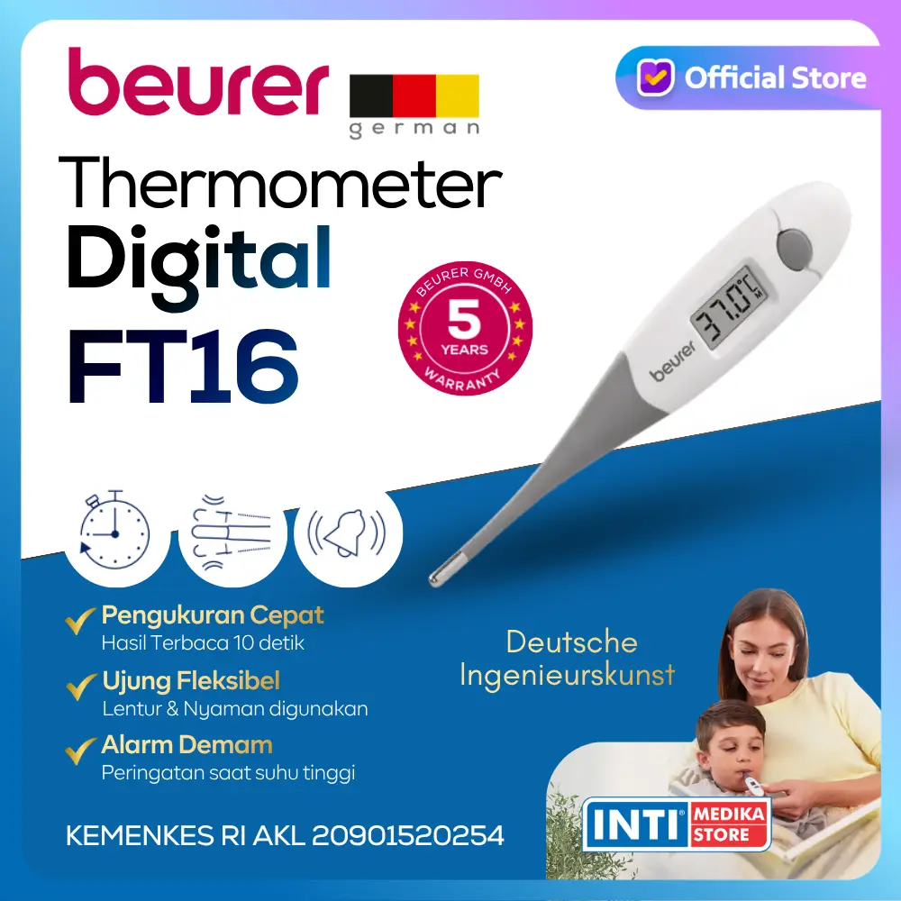BEURER - Thermometer Digital Flexible FT16 EXPRESS | Termometer Digital Ketiak Fleksibel FT 16
