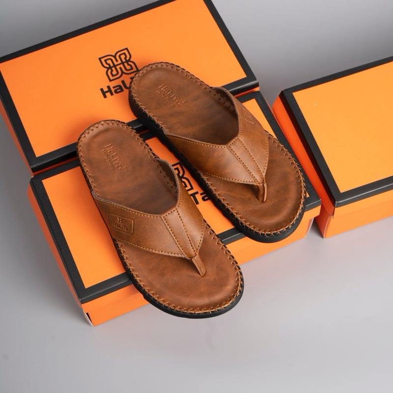 DocTor Kẹp Vip Dép tông Nam HaLiTa Da Bò Vân Chống Thấm Nước Đế Bằng Nhẹ Có Răng Cưa Chống Trơn Trượt Cao Su .