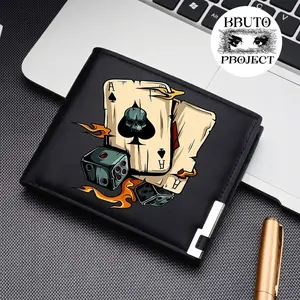 Dompet Pria Lipat Import Leather PU dengan Desain Grafis Keren Dompet Anak & Pria Dompet wallet Motif POKER Kulit