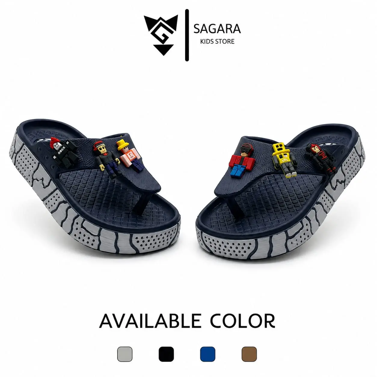 NEW SagaraKids - Sendal Jepit Anak Karet Karakter Minecraft - Anti Slip, Ringan, Nyaman