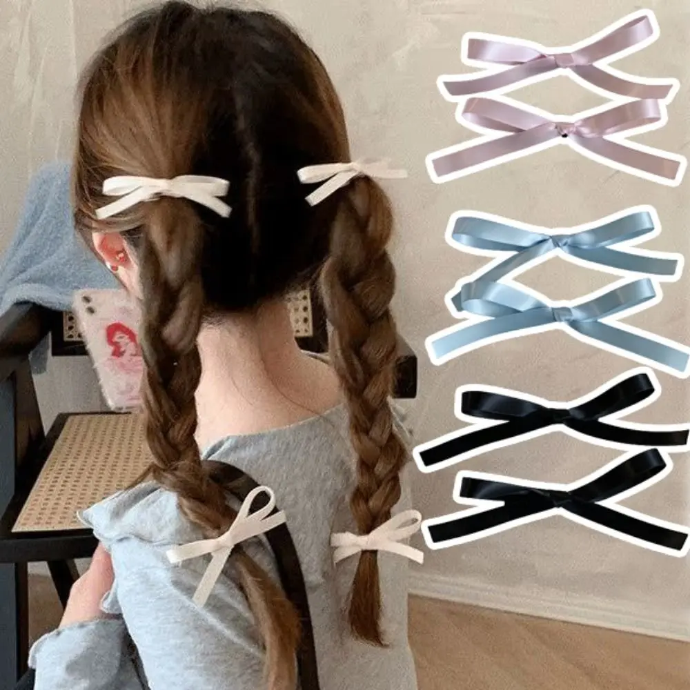 1PC New Sweet Bowknot Hair Clips Cute Hair Accessories Bow Hairpin Ballet Ribbon Headwear Bang Clip Girls