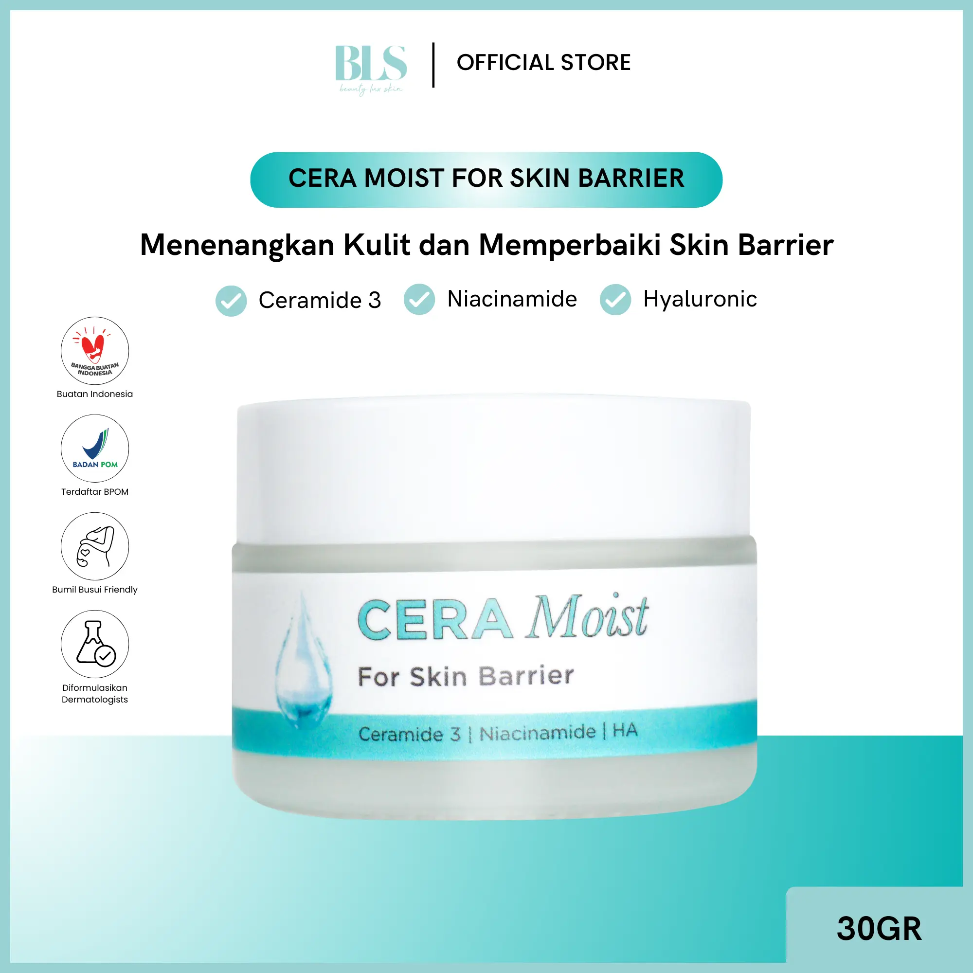 [Beauty Lux Skin] CeraMoist for Skin Barrier | Moisturizer Pelembab Pencerah Mencerahkan Wajah Efektif Memperbaiki Skin Barrier with Ceramide Niacinamide