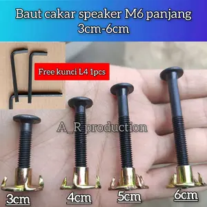 20.pcs Baut cakar speaker M6 panjang 3cm/4cm/5cm/6cm baut cakar mur set speaker baut furniture JCBC m6x30 m6x40 m6x50 m6x60 baut bok spiker speaker kepala pilih kepala L4 bahan baja