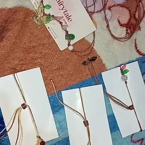 Gelang bracelet brown n cream manik marmer dengan tali 3 lapis | gelang bracelet aestetic|tema kekinian|