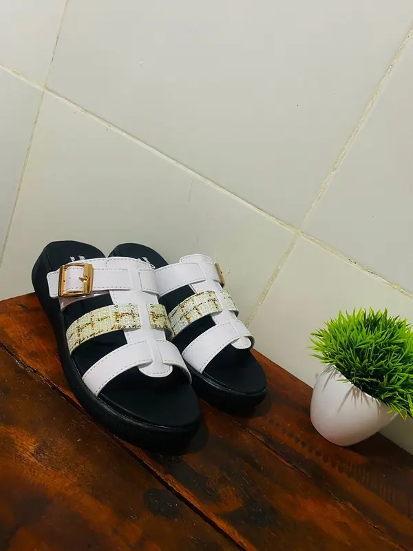 Sandal Slop Wanita Platform Sandal Rajut Wedges Putih Sandal Korean Style Rajut Hak Tinggi 3 Cm 3
