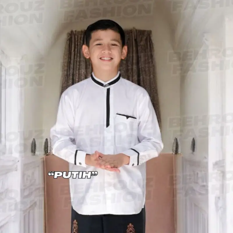 BEHROUZ - Baju Koko Anak Motif Bima Bahan Katun Premium Lengan Panjang Promo Lebaran 2025 5