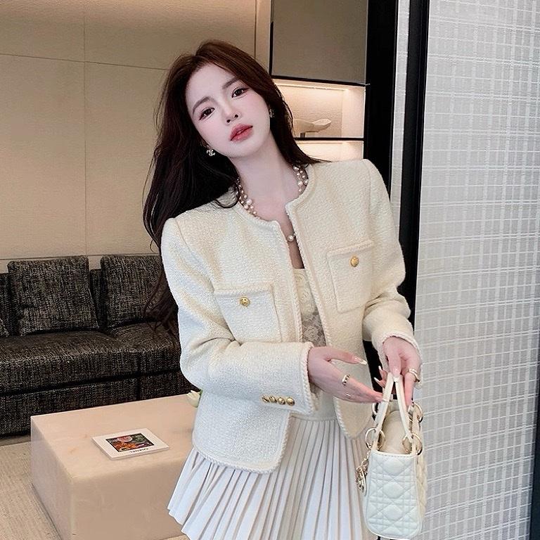 PRE-ORDER Áo Dạ Cao Cấp full bọc móc màu Trắng hàng Hàng Châu xinh xỉu phong cách đơn giản sang trọng top men